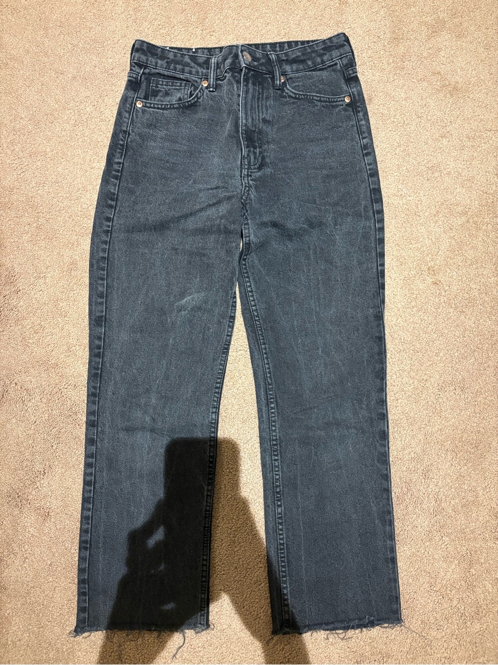 H&M high waisted vintage Straight Leg Jeans in Faded Black size 4